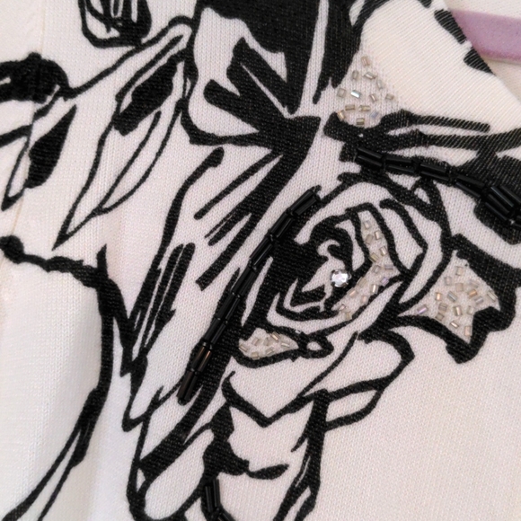 Black & Cream Flowered Open Cardigan - new with tags - Picture 2 of 7